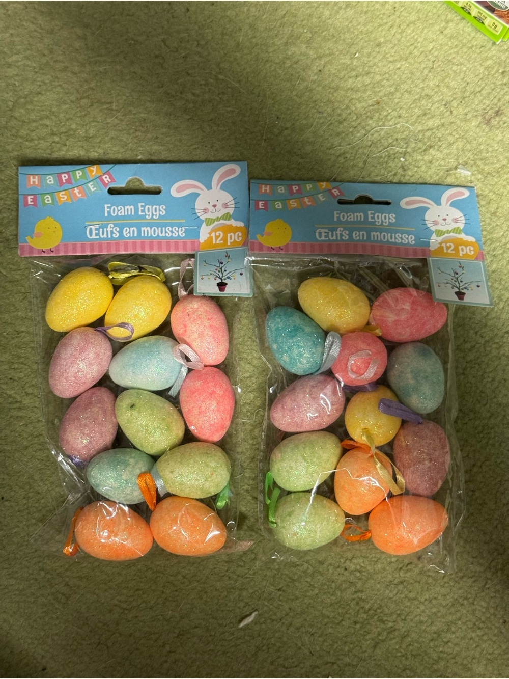 Happy Easter Foam Decorative Eggs - Pastel Assortment (2 - 12 Packs)